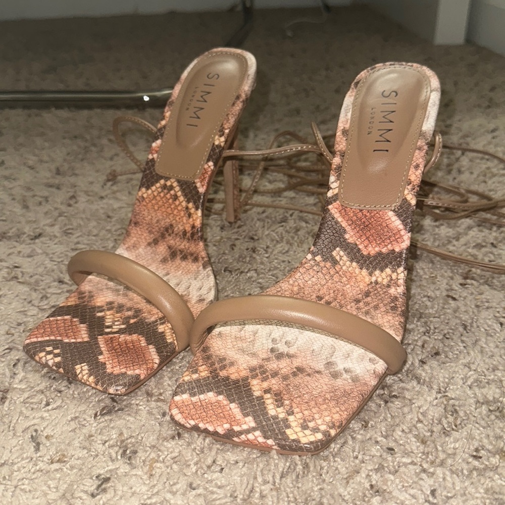 Simmi London Brown Reptile Heels